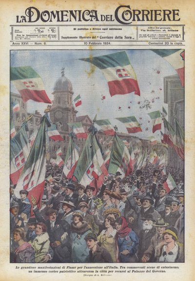 イタリア併合のためのフィウメの壮大なデモ 作： Achille Beltrame