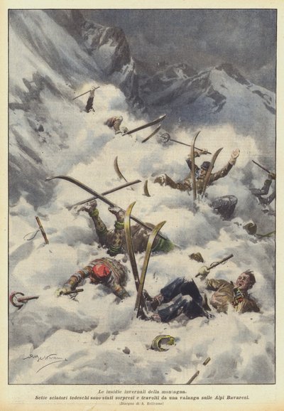 山の冬の落とし穴 作： Achille Beltrame
