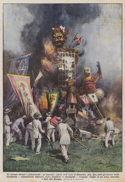 奇妙で美しい風習、スマトラ島の中国式葬儀 作： Achille Beltrame