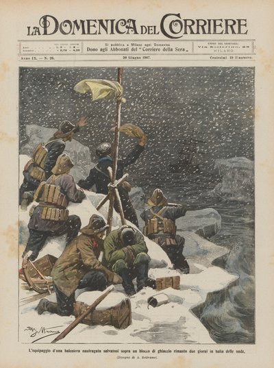 難破した砂丘の捕鯨船員が2日間残った氷の上で救助しましたか？ 作： Achille Beltrame