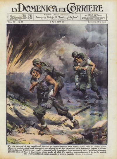 2つのカラビニエリの英雄的事業 作： Achille Beltrame