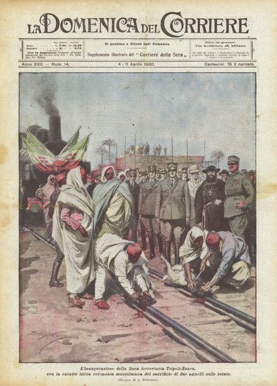 特徴的なイスラム教徒の儀式でトリポリ-ズアラ鉄道線の就任？ 作： Achille Beltrame