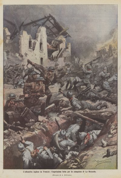 フランスでのイギリスの攻勢、ラボワセル征服のための非常に熱い戦い 作： Achille Beltrame