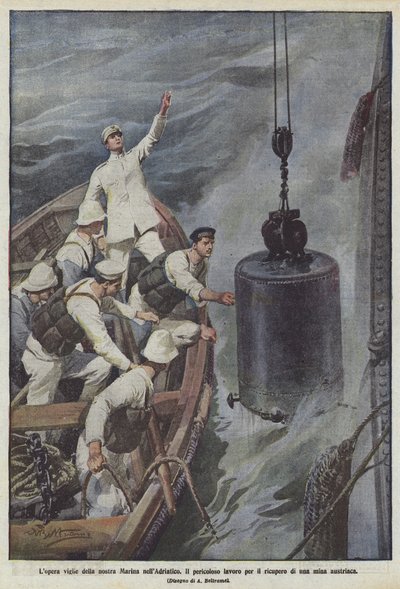 アドリア海における海軍の警戒作業 作： Achille Beltrame