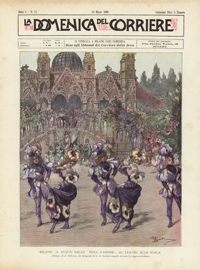 ミラノ、スカラ劇場での新しいピンクのラブボール 作： Achille Beltrame