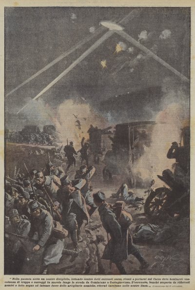 昨夜、強い気流と戦う私たちの飛行船の1つがなんとか自分自身を運ぶことができましたか？ 作： Achille Beltrame