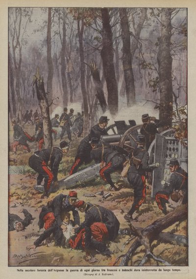 フランス人とドイツ人の間の毎日の戦争は何世紀も前のアルゴンヌの森で続きますか？ 作： Achille Beltrame