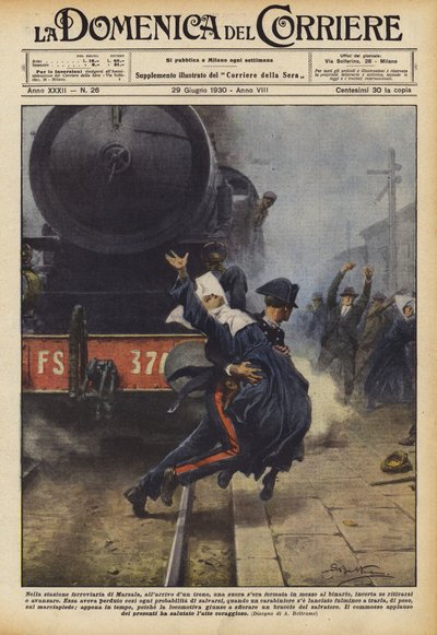 マルサラ駅の電車が到着すると、修道女は途中で止まりますか？ 作： Achille Beltrame