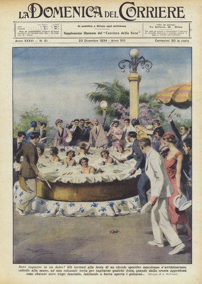 1つのデザートに9人の女の子！ 作： Achille Beltrame