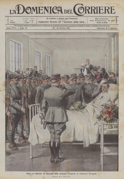 勇敢な人への名誉、ボランティアMeregalliへの銀メダルの配達 作： Achille Beltrame