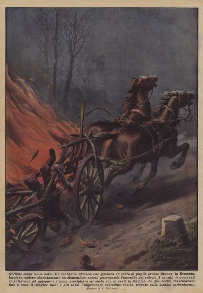 夜の恐ろしい乗り物 作： Achille Beltrame