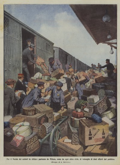 他の都市と同様に、ミラノから雪崩のアフリカの兵士のクリスマスのために？ 作： Achille Beltrame