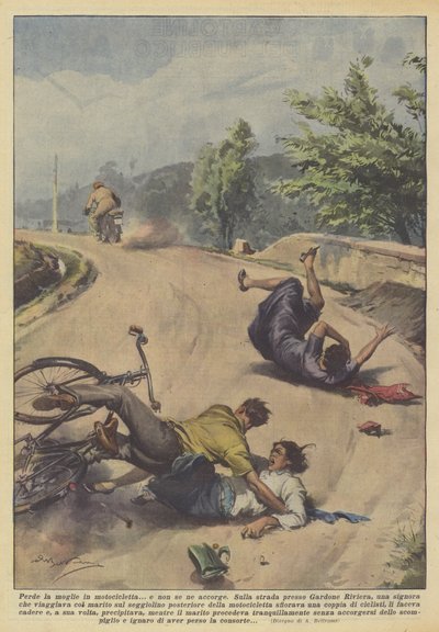 彼はバイクで妻を亡くしていますか？気づかない 作： Achille Beltrame