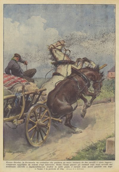 ドイツのシュテンダールでは、2頭の馬車を運転していた農家でしたか。 作： Achille Beltrame