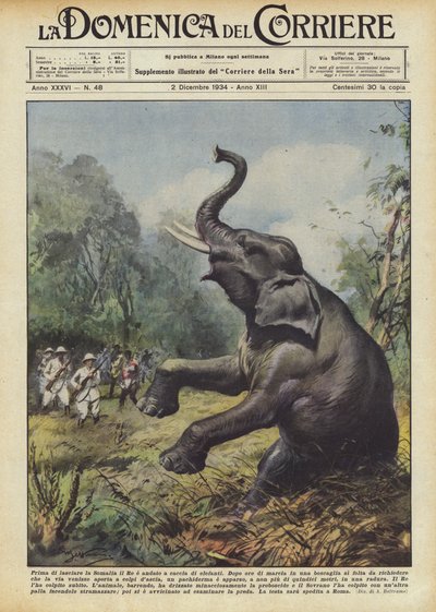 ソマリアを離れる前に、王は象を狩りに行きました 作： Achille Beltrame