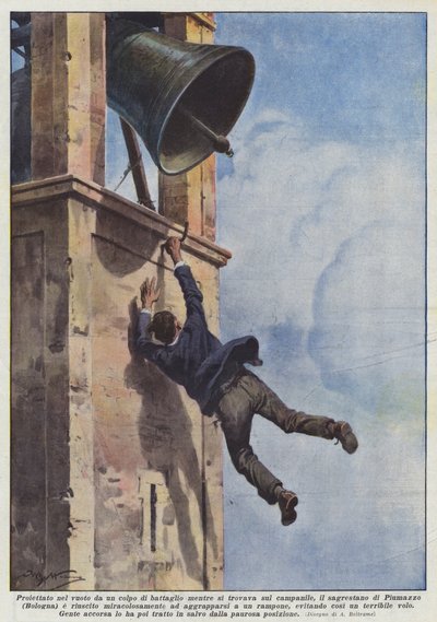 セクストンが鐘楼にいる間、拍手で空中に突き出されましたか？ 作： Achille Beltrame