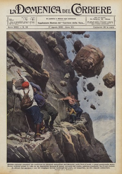 4人のアルザスの登山者がヘベルテットの危険な上昇を試みていますか？ 作： Achille Beltrame
