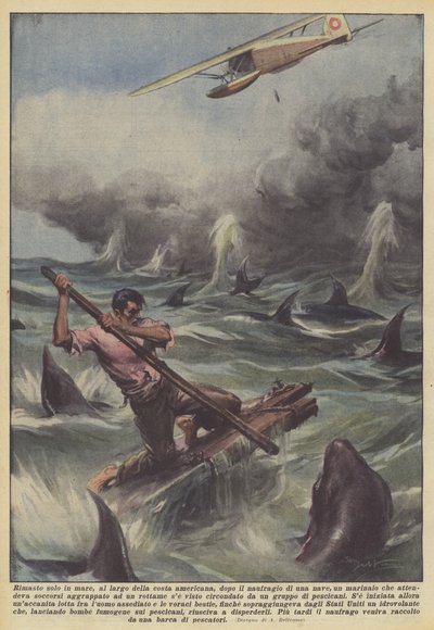 船が難破した後、アメリカの海岸を離れて、海に一人にされましたか？ 作： Achille Beltrame