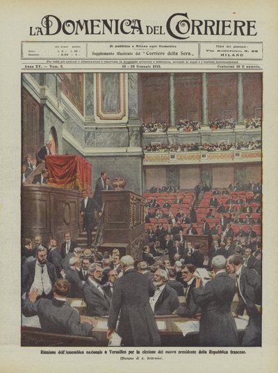 フランス共和国の新大統領の選挙のためのベルサイユでの国民議会の会議 作： Achille Beltrame