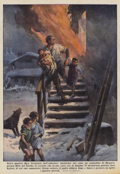 4人の子供を救う 作： Achille Beltrame