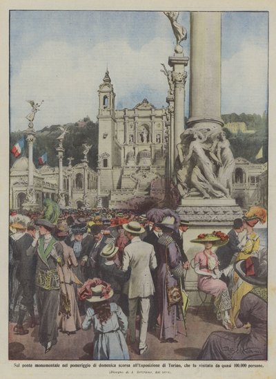 先週の日曜日の午後、トリノ見本市の記念碑の橋を訪れましたか？ 作： Achille Beltrame