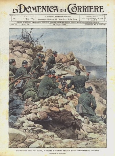 カルストの極端な線上で、オーストリアの反撃の激しい攻撃に直面して 作： Achille Beltrame