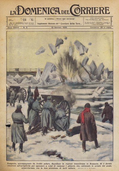 極寒の嵐を伴う嵐がルーマニアのトランシルヴァニア地方を惨めに 作： Achille Beltrame