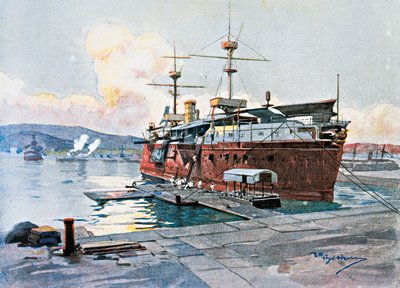 ラ・スペツィアの古い船カステルフィダルド号 作： Achille Beltrame