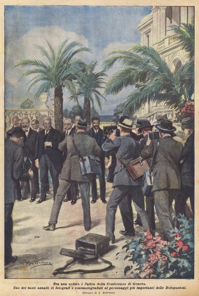 ジェノア会議のあるセッションと別のセッションの間 作： Achille Beltrame