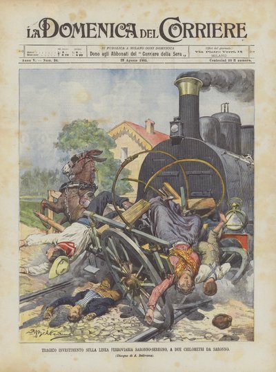 サロノセレーニョ鉄道線への悲劇的な投資、サロノから2 km 作： Achille Beltrame