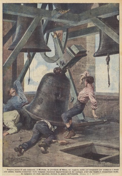 鐘の悲劇的な崩壊 作： Achille Beltrame