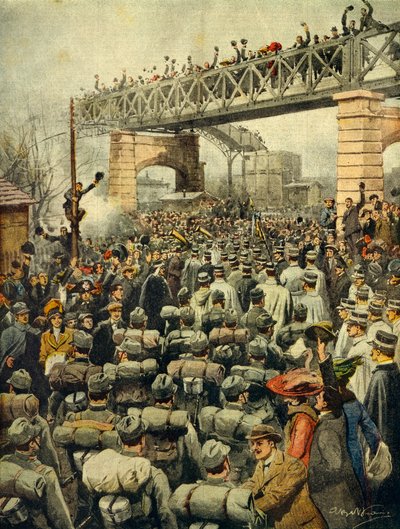 リビアからミラノに凱旋したイタリア軍、イラストレーターのAchille Beltrame（1871-1945）、1913年1月26日のLa Domenica del Corriereより。 作： Achille Beltrame