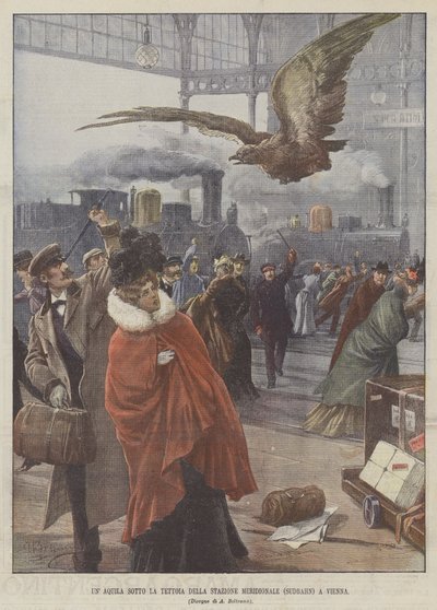 ウィーンの南駅（Sudbahn）の天蓋の下のワシ 作： Achille Beltrame
