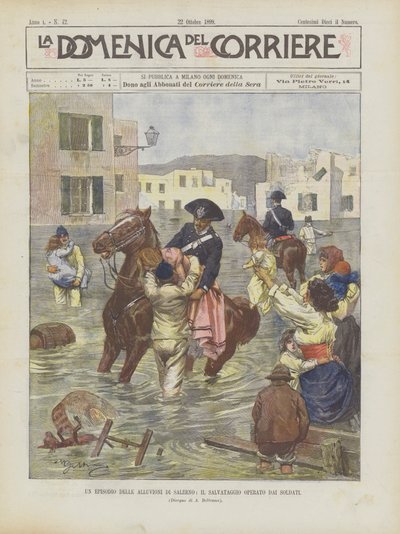 兵士が運営するサレルノの洪水のエピソード 作： Achille Beltrame