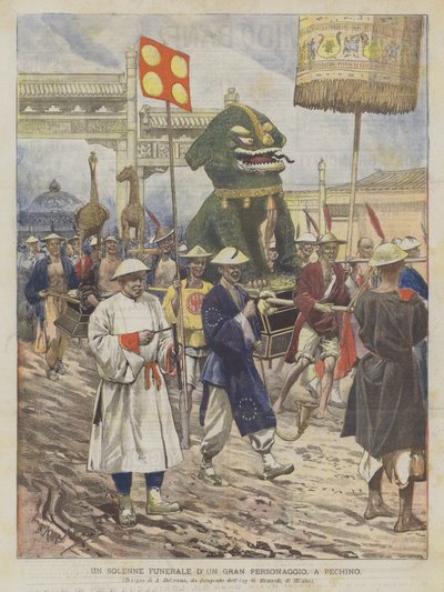 北京の偉大な人物の厳粛な葬儀 作： Achille Beltrame