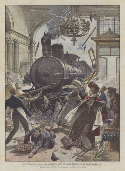 フランクフルトSM駅のレストランホールの電車 作： Achille Beltrame