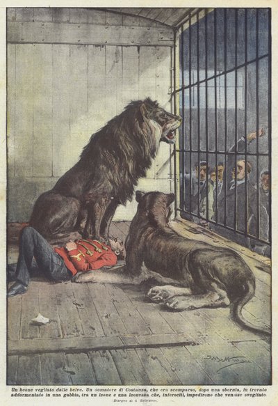 獣に見守られた酔っぱらい 作： Achille Beltrame