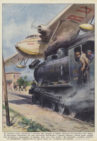 プーリア州のゾリーノ（フェロヴィデルシュドエスト）駅で前例のない事故が発生しました 作： Achille Beltrame