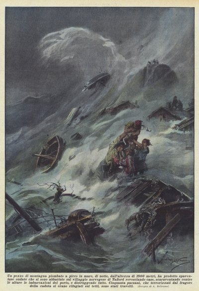 1800メートルの高さから、夜に山が海に突入しましたか？ 作： Achille Beltrame