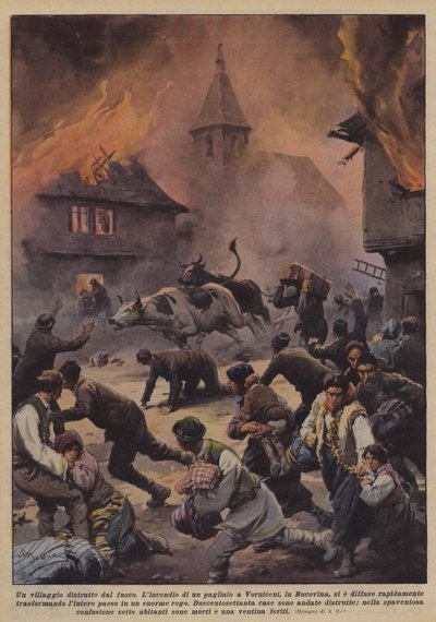 焼失した村 作： Achille Beltrame