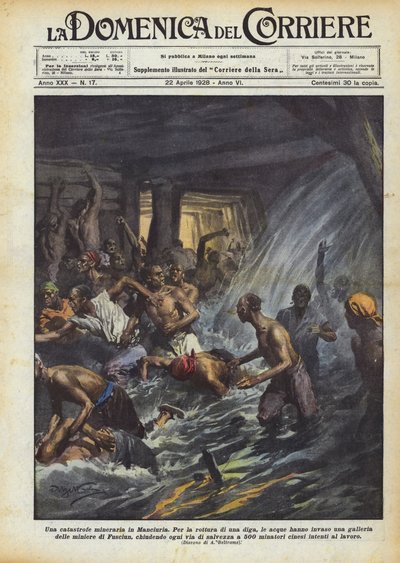 満州での鉱山災害 作： Achille Beltrame