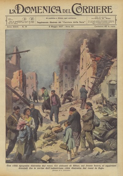赤によって破壊されたスペインの都市 作： Achille Beltrame