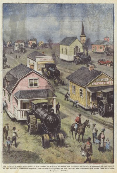大草原を歩く小さな町 作： Achille Beltrame