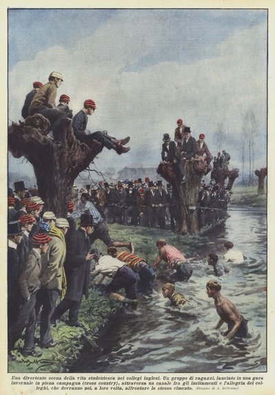 イギリスの大学の学生生活の楽しいシーン 作： Achille Beltrame