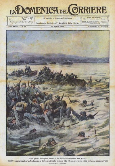 ヴェーザーでのドイツの作戦中に深刻な災害 作： Achille Beltrame