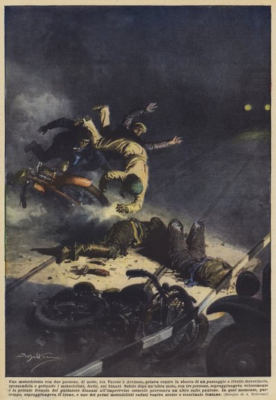 VareseとArcisateの間の2人のバイクが夜にバーをヒットしましたか？ 作： Achille Beltrame