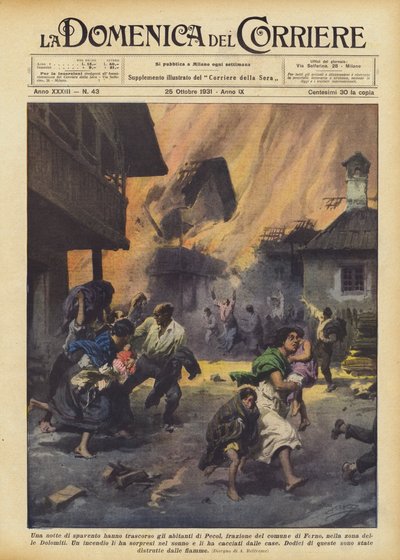 フォルノ自治体の集落であるペコルの住民は恐怖の夜を過ごしましたか？ 作： Achille Beltrame