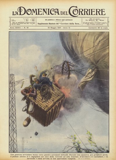 恐ろしい冒険は4人のドイツ人の飛行機で行われました 作： Achille Beltrame
