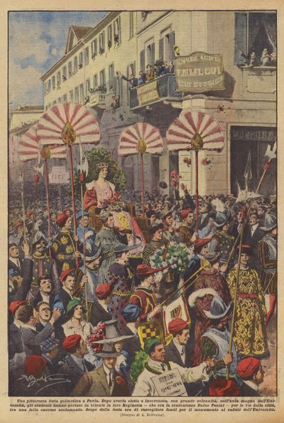 パヴィアの美しいゴリアードパーティー 作： Achille Beltrame
