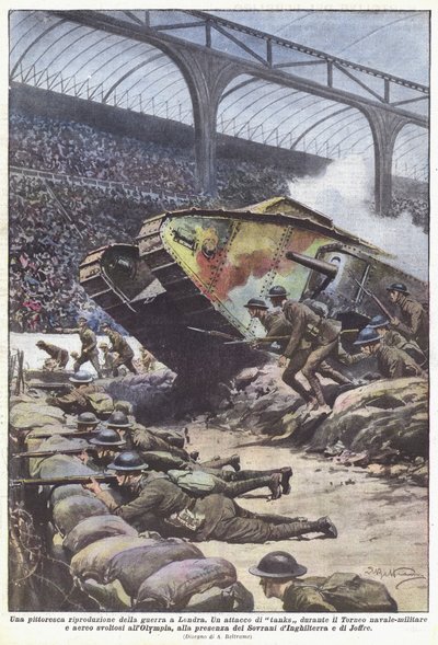 ロンドンでの戦争の絵のような複製 作： Achille Beltrame